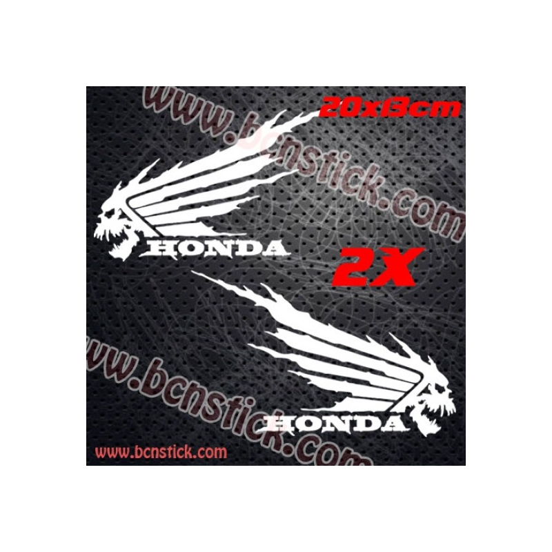2x Logo deposito HONDA CALAVERA INFIERNO 20x13cm unidad