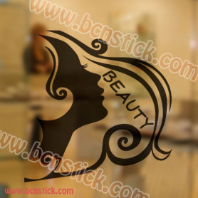 Vinilo de silueta de una chica ideal para un salon de estetica o belleza 60x60cm